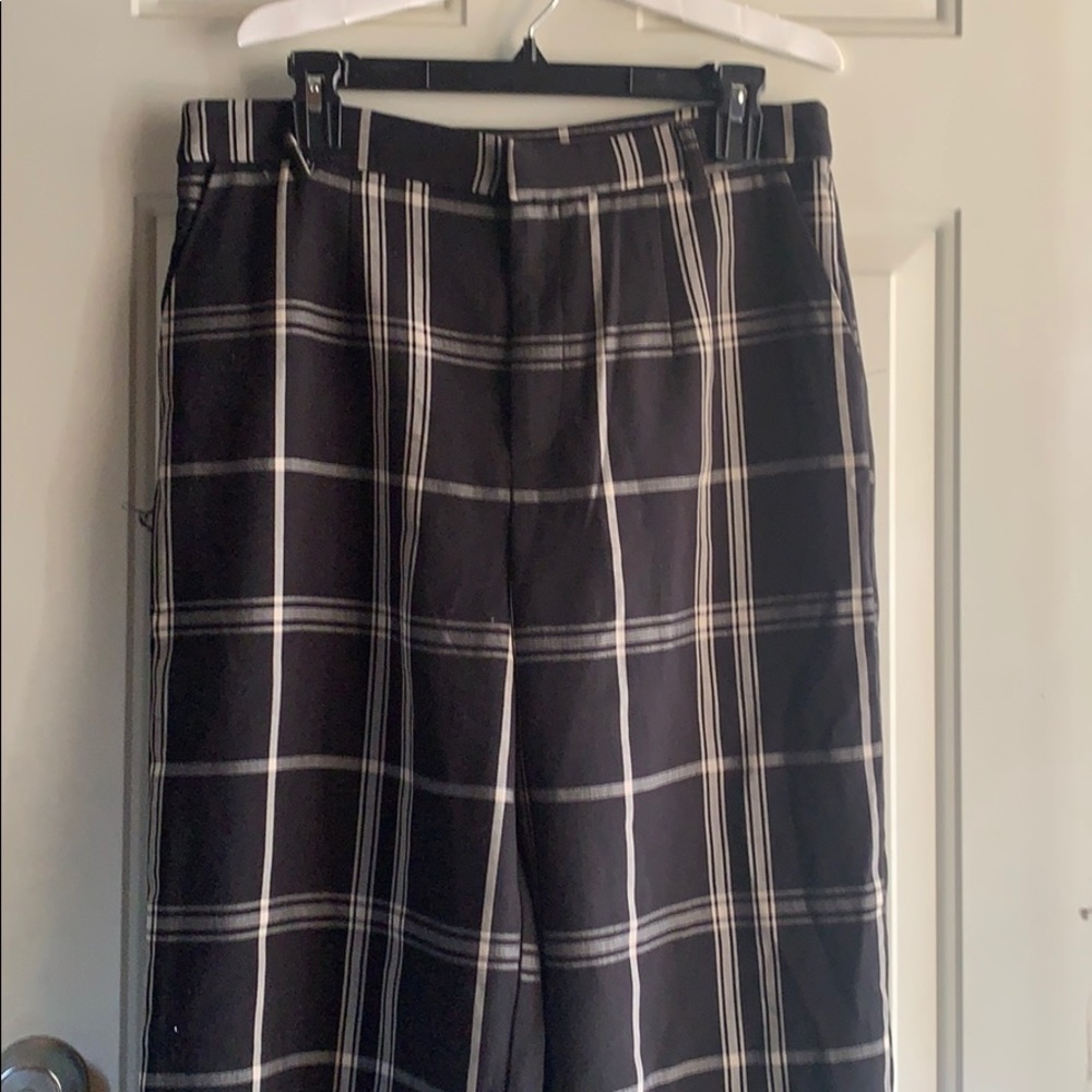 Plaid wide leg pants